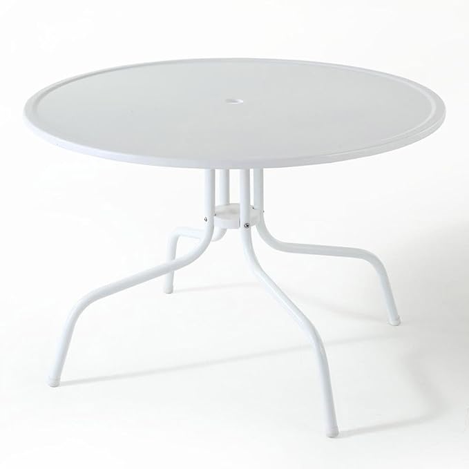 White Dining Table for Outdoor Settings, Modern Design, Durable Material, Weather-Resistant, Sturdy Construction, Suitable for Patio, Garden