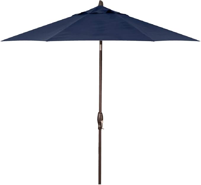 Treasure Garden Octagonal 9 ft Patio Umbrella - Outdoor Furniture Table Umbrella – Push-Button Tilt – Bronze Aluminum Frame (Obravia, Navy)