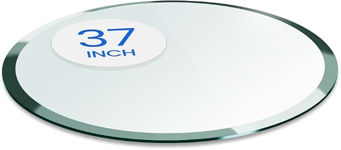 Dulles Glass 37 inch Round Glass Table Top - Tempered - 1/2" Thick Glass Surface, Safe Beveled Edge, Multipurpose for Dining Table, Patio, Coffee and End Table
