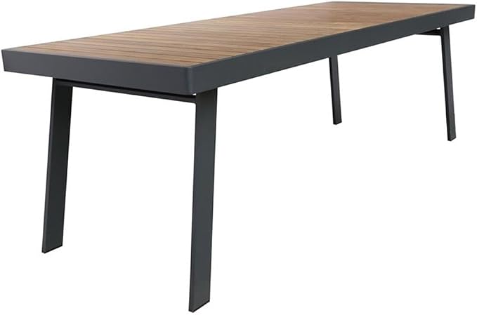 Armen Living Nofi Outdoor Dining Table, Charcoal/Teak Wood