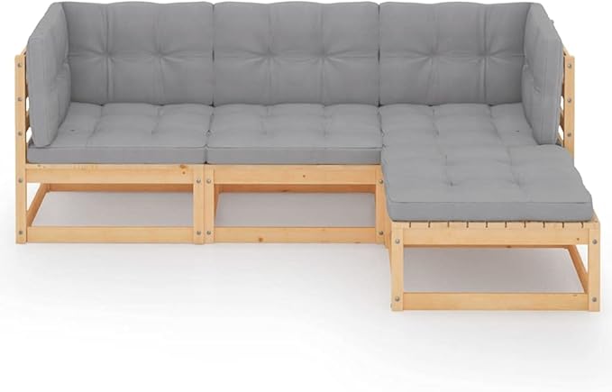 4 Piece Garden Lounge Set,Patio Furniture Sets,All-Weather Outdoor Couch Sectional Patio Set,Modular Sofa Set,Patio Conversation Set Garden Patio Sofa Set,with Cushions Solid Pinewood