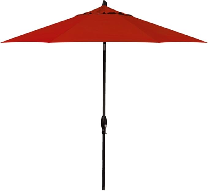 Treasure Garden 9ft Patio Umbrella - Outdoor Furniture Market Umbrella – Deluxe Auto-Tilt – Black Aluminum Frame (Sunbrella, Jockey Red)