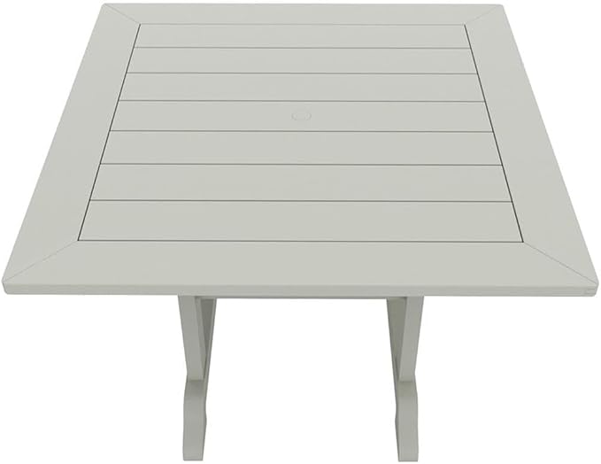 Costaelm Square Outdoor Dining Tables, 43'' Patio Table with Umbrella Hole for 4 Person, Balcony Outdoor Buffet Porch for Outside Lawn Porch Bistro Furniture, Sand
