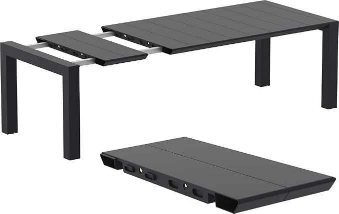 Compamia Vegas 86" Extendable Patio Dining Table in Black, Commercial Grade