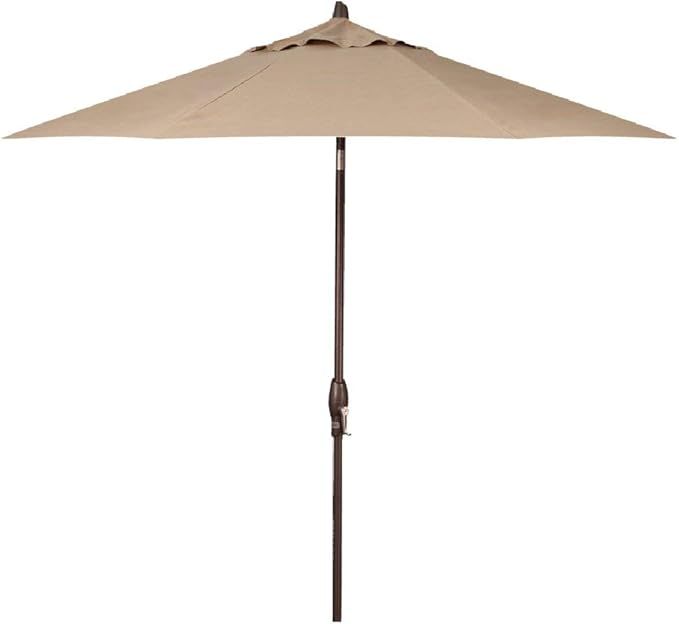 Treasure Garden Octagonal 9 ft Patio Umbrella - Outdoor Furniture Table Umbrella – Push-Button Tilt – Bronze Aluminum Frame (Obravia, Sand)