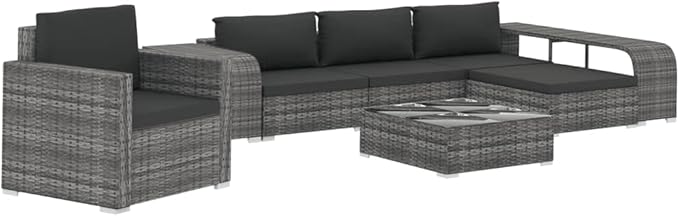 Patio Lounge Set with Cushions,Outdoor Furniture,Outdoor Furniture Sets,Patio Conversation Sets,for Garden,Deck,Backyard,8 Piece Poly Rattan Gray