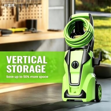 Professional 𝟓𝟎𝟎𝟎𝐏𝐒𝐈 𝐏𝐫𝐞𝐬𝐬𝐮𝐫𝐞 𝐖𝐚𝐬𝐡𝐞𝐫, Electric Power Washer with Foam Cannon,4 Nozzles,33FT Hose and Soap Bottle, Car/Driveway/Patio Clean,Green
