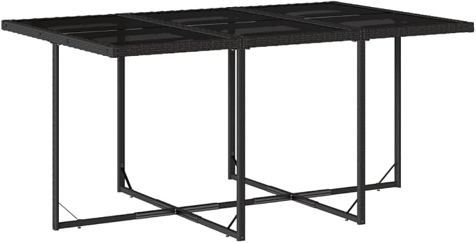 7 pcs Set Patio Dining Set & Balcony Furniture Black PE Rattan Outdoor Patio Furniture Set Garden Dining Set for Backyard Front Porch Lawn 65 x 41.7 x 28.7 in