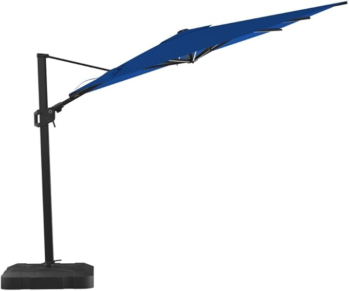 Midtown Umbrellas 9x9 Ft Outdoor Cantilever Patio Umbrella w/Sunbrella Cast Shale Fabric - Tilt 360° Rotate Offset, Deck Patio, Backyard & Garden - Black Frame