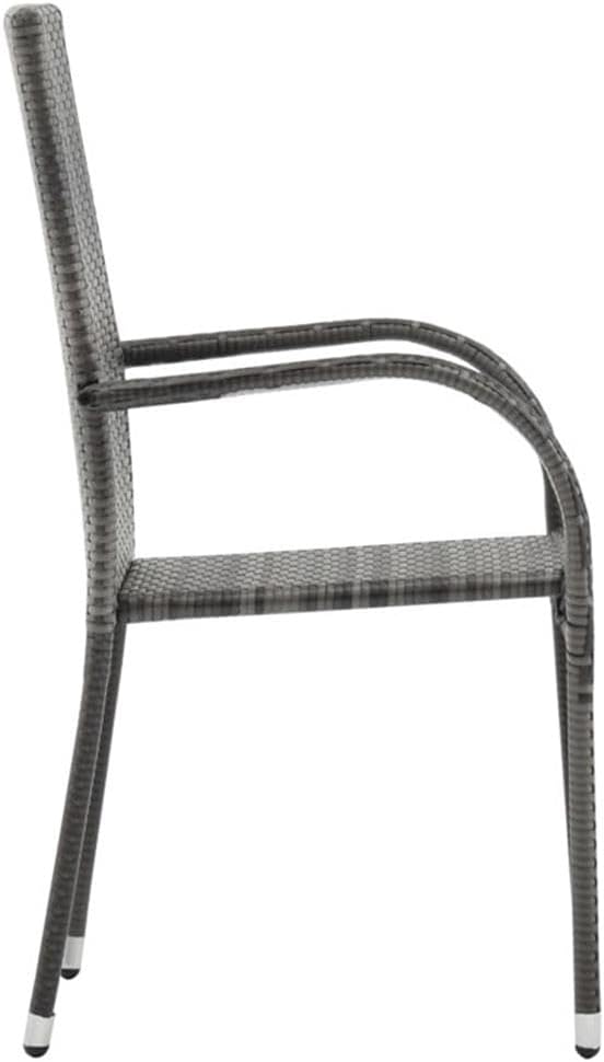 BOWERY HILL 3-Piece Outdoor Dining Set, Powder-Coated Steel, Gray Finish, Compact Design, Includes 1 Table and 2 Chairs, Durable PE Rattan, Lightweight Stackable Chairs, Ideal for Garden, Patio,