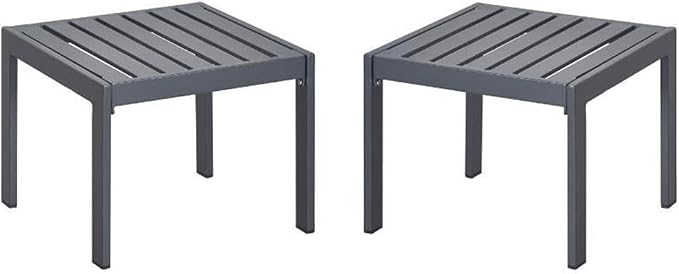 Home Square Outdoor Side Table in Gray Gunmetal Finish - Set of 2