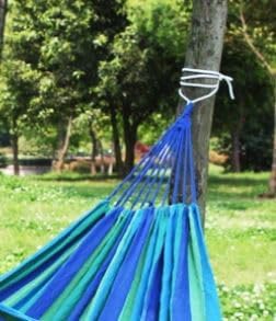 k&klacosta Hammock Outdoor Cotton Multi Load Capacity Portable Up to 450lbs with Carry Bag for Patio Garden Camping Red Yellow Stripes. Non-Slip. (Blue)