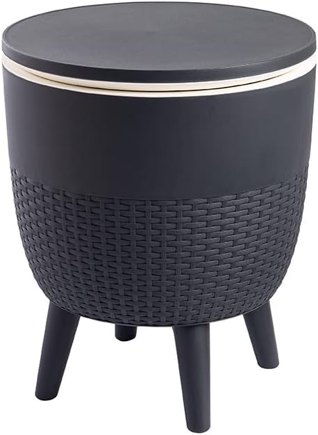 Lagoon Cancún Outdoor Cooler Bar/Cocktail/Coffee 3-in-1 Patio Table (Black)