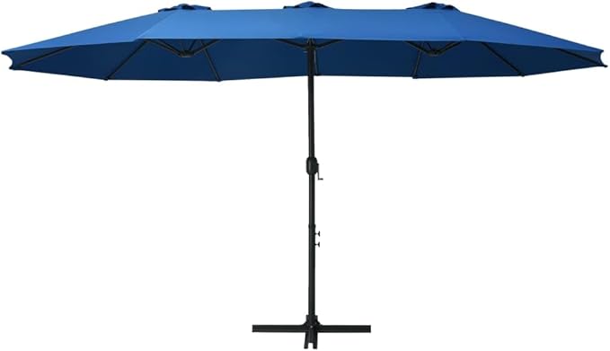 Large Outdoor Patio Umbrella with Aluminum Pole 181"x106" Blue UV Protection Sun Shade for Garden Backyard Pool Beach