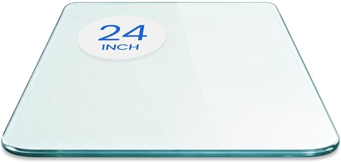 Dulles Glass 24 inch Square Glass Table Top - Tempered - 3/8" Thick Glass Surface, Safe Pencil Edge, Radius Corners, Multipurpose for Dining Table, Patio, Coffee and End Table