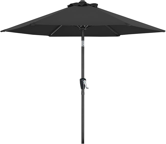 MASTERCANOPY 7.5FT Patio Umbrella with Push Button Tilt and Crank, Outdoor Market Umbrella with 6 Sturdy Ribs, UV Protection & Waterproof for Garden, Deck, Backyard, Pool (Dark Gray)