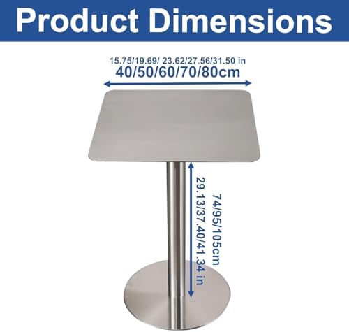 Modern Industrial Small Dining Table, Easy Clean & Assembly Bar Table for Outdoor Bistro, Pub, Cafe, Bubble Tea Shops - 80x80x105cm