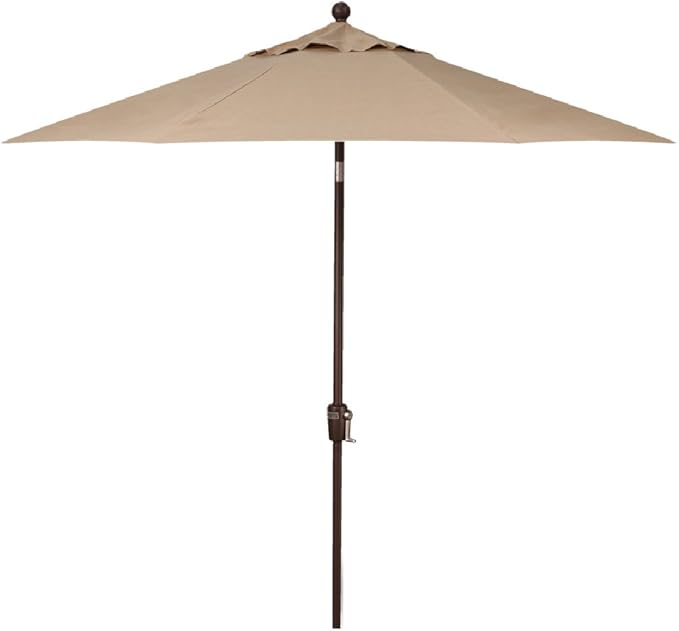 Treasure Garden 7.5ft Patio Umbrella – Outdoor Market Umbrella – Push Button Tilt – Bronze Aluminum Frame (Sunbrella, Heather Beige)