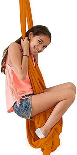 Sensory Swing for adults Indoor kids Therapy Swing Calming Snuggle Hammock durable strong fabric swing Height Adjustable Beneficial to child's spatial awareness ( Color : Orange , Size : 1.5M x 2.8M )