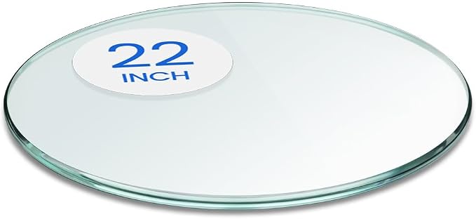 Dulles Glass 22" Round Glass Table Top, 3/8" Thick Clear Tempered Replacement Glass, Pencil Polished Edge for Coffee, Dining, Patio Tables & Furniture Protection
