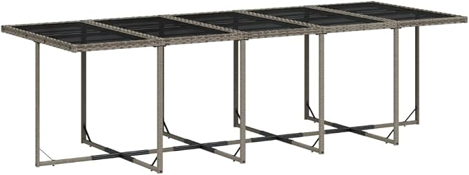 11 Piece Outdoor Patio Dining Set, Poly Rattan Garden Table and 10 Folding Chairs with Cushions, Space-Saving Cube Furniture for Backyard, Gray