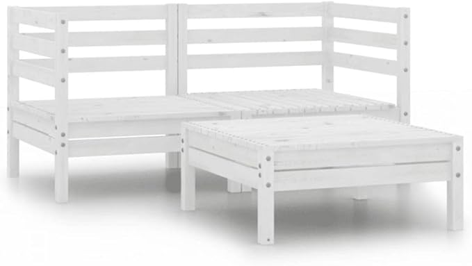 Patio Lounge Set,Wooden Sofa,Outdoor Furniture,Patio Conversation Sets,Outdoor Furniture Sets,for Garden,Deck,Backyard,3 Piece Solid Pinewood White