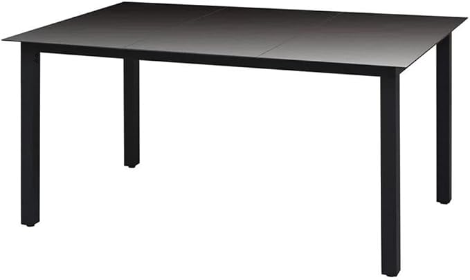 BOWERY HILL Contemporary Glass 7 Piece Patio Dining Set, Weather-Resistant Gray PE Rattan, Rectangular Table with Cushioned Seats, Matte Finish, Seating for 6, Outdoor Garden Furniture