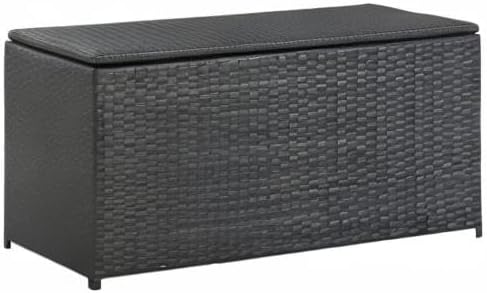 Patio Storage Box Poly Rattan 39.3"x19.6"x19.6" Black Patio Garden Outdoor Storage Container, Furniture Deck box (Weight:21.61 lbs)