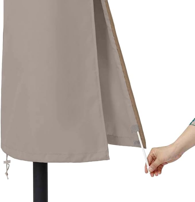 Patio Umbrella Covers for 10ft to 11ft Patio Umbrellas, Waterproof and Durable Market Parasol Ourdoor Umbrella Covers with Zipper and Rod