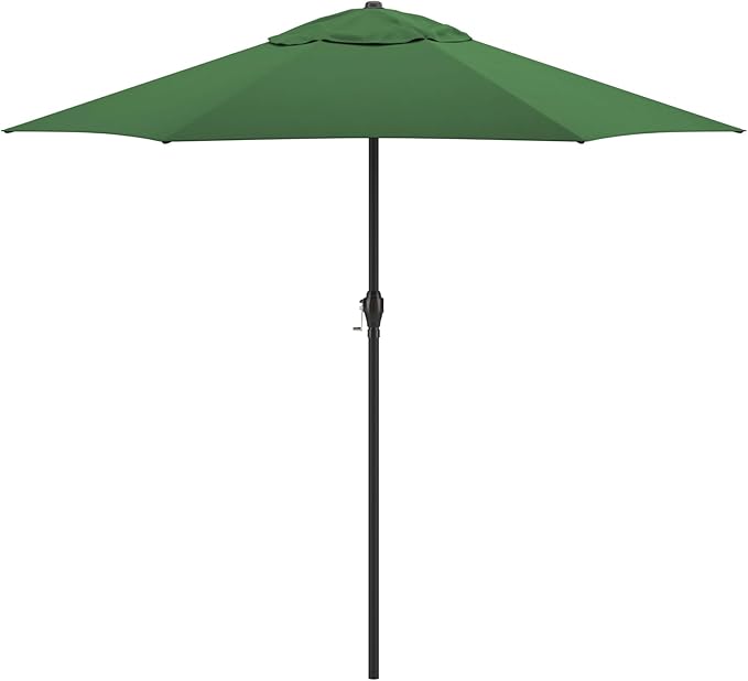 Sunline 9 ft Patio Umbrella with Crank & Push Button Tilt, Outdoor Market Umbrella with UV Protection & Wind Vent, Metal Frame for Deck, Pool & Table, Hunter Green