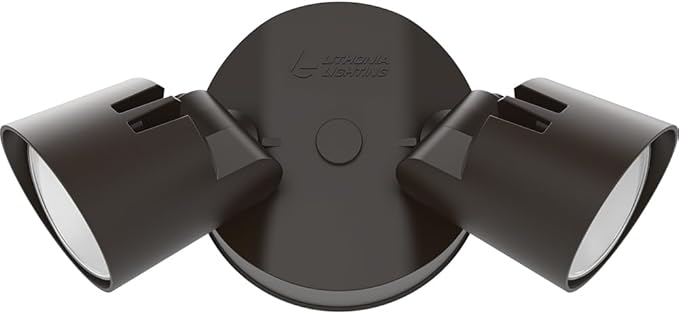 Lithonia Lighting HomeGuard 2-Light LED Outdoor Flood Lights, Wall or Ceiling Mount Outdoor Lights, 4000K Cool White, Round Heads, Dark Bronze, 2-Pack (HGX LED 2RH 40K 120 DDB CP2 M2)