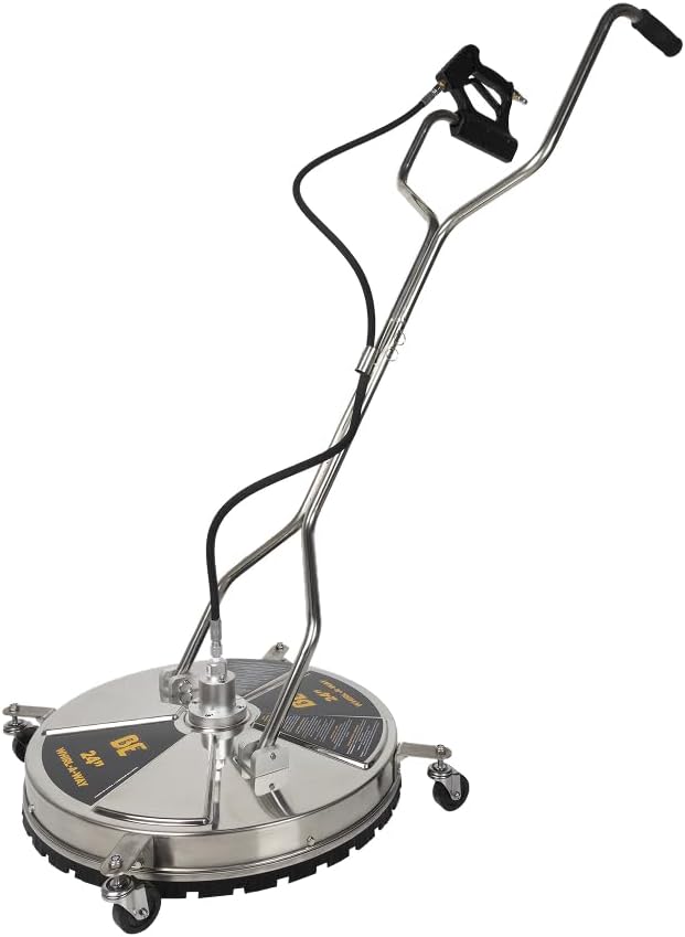 BE Power Equipment 24" Whirl-A-Way Stainless Steel Commercial Pressure Washer Surface Cleaner for Hot/Cold Water