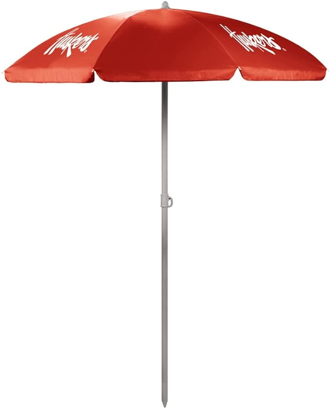PICNIC TIME NCAA Nebraska Cornhuskers Outdoor Canopy Sunshade Beach Umbrella 5.5' - Small Patio Umbrella - Beach Chair Umbrella