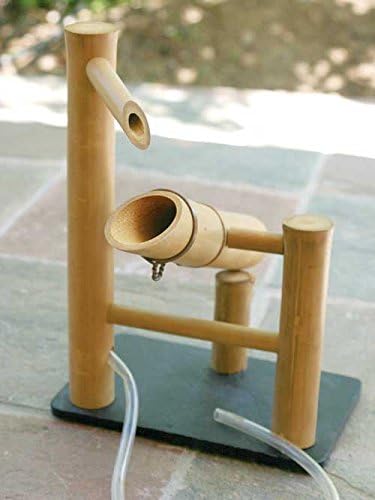 12” Rocking Bamboo Fountain with Pump – Traditional Shishi-Odoshi Deer Scarer for Outdoor Zen Gardens, Ponds & Buried Basins | Natural Bamboo Water Feature with Soothing Motion & Sound