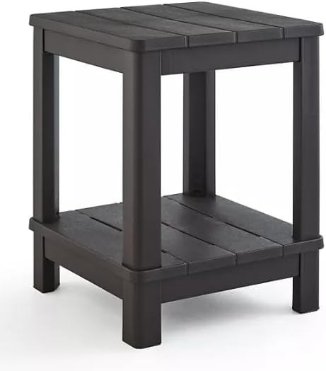 Adirondack Deluxe Outdoor Side Table Patio Side Table with Shelf End Tables for Patio,Garden, Lawn, Pool (Brown)