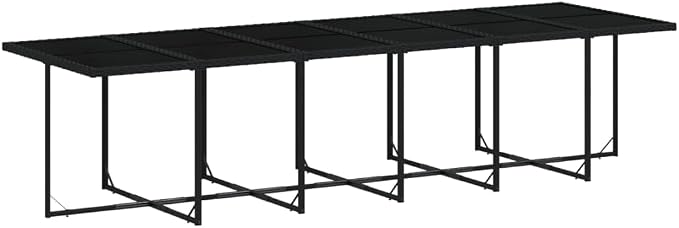 13 pcs Set Patio Dining Set & Garden Dining Set Black Poly Rattan Outdoor Dining Set Balcony Furniture for Lawn Backyard Front Porch 129.9 x 41.7 x 28.7 in