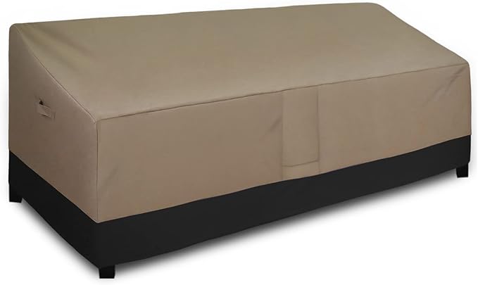 Easy-Going Waterproof Outdoor Couch Cover, Heavy Duty 4-Seater Patio Sofa Cover, Winchdproof Outdoor Furniture Cover with Air Vent （104Wx32.5Dx33H inch,Camel/Dark Brown