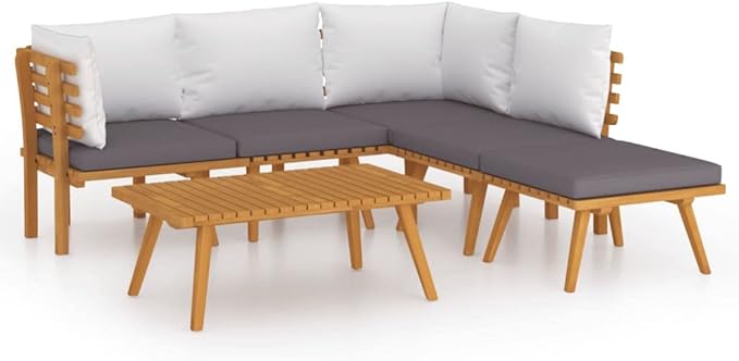 Patio Lounge Set with Cushions,Patio Furniture Sets,Patio Conversation Sets,Outdoor Furniture Sets,for Garden,Backyard,Outdoor,6 Piece Solid Acacia Wood