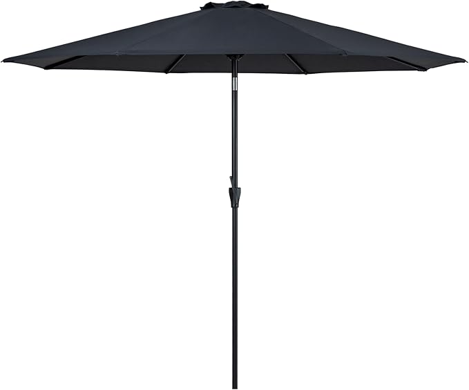 Tempera Striped Patio Umbrellas Outdoor Table Market Umbrellas with Crank & Pust Button Tilt|Auto-Tilt, 8 Steel Ribs, High Color-Fastness Canopy
