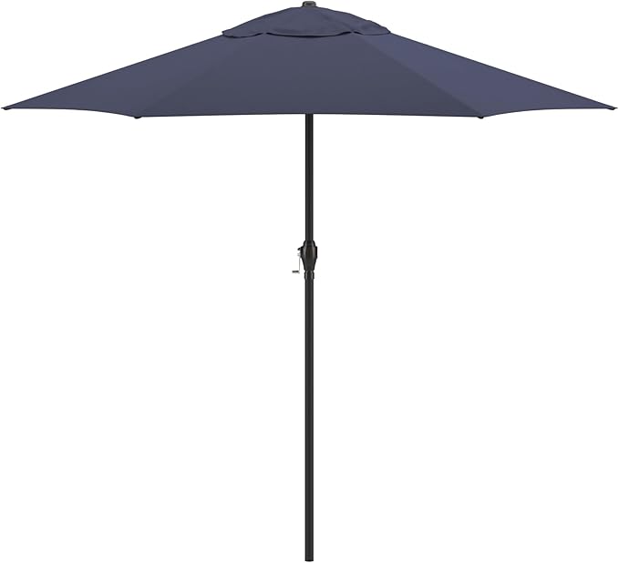 Sunline 9 ft Patio Umbrella with Crank & Push Button Tilt, Outdoor Market Umbrella with UV Protection & Wind Vent, Metal Frame for Deck, Pool & Table, Navy Blue