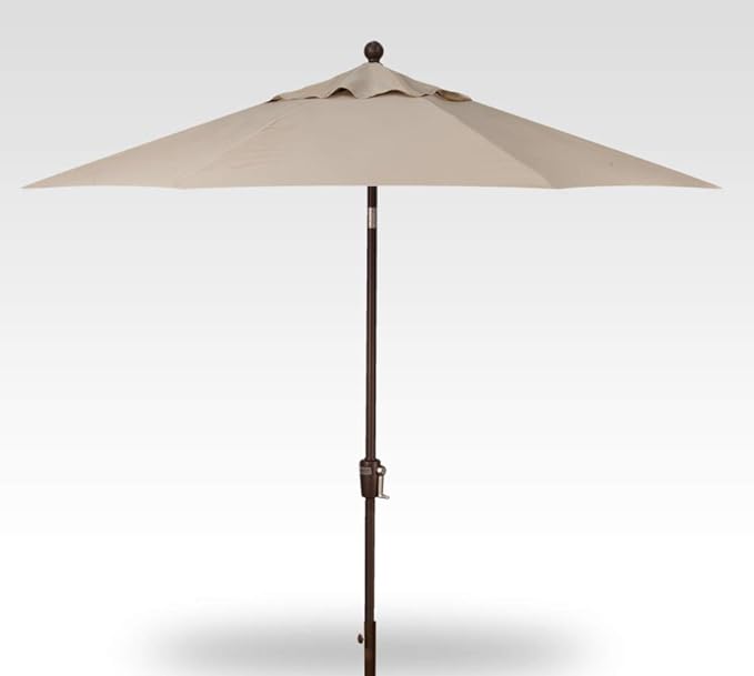 Treasure Garden Octagonal 9 ft Patio Umbrella - Outdoor Furniture Table Umbrella – Push-Button Tilt – Bronze Aluminum Frame (Obravia, Khaki)