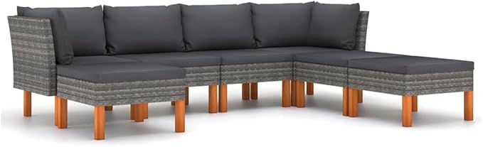 7 Piece Garden Lounge Set,Garden Patio Wicker Furniture Set,All-Weather Outdoor Couch Sectional Patio Set,Modular Sofa set,Patio Conversation Set Garden Patio Sofa Set,with Cushions Poly Rattan Gray