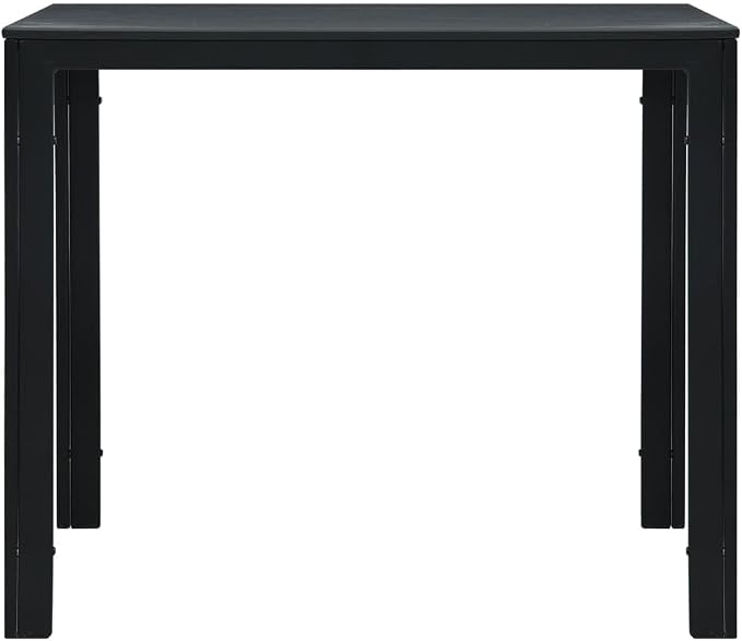 Black HDPE Steel Square Coffee Table, 30.7x30.7x29.1 in, Durable Outdoor Patio Side Table for Garden, Balcony, Living Room Furniture