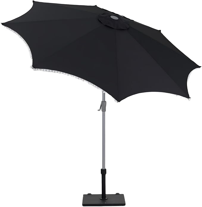 Tempera Patio Umbrellas Arc Edge Outdoor Table Market Umbrellas with Crank & Pust Button Tilt|Auto-Tilt, 8 Steel Ribs, High Color-Fastness Canopy