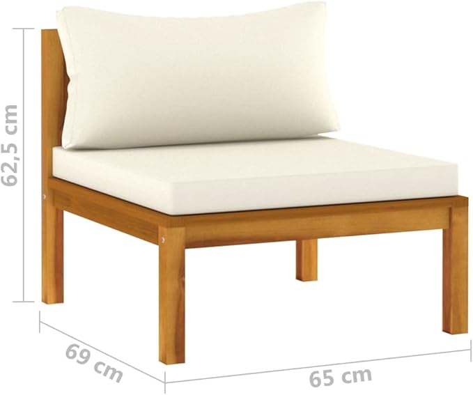 4-Seater Patio Sofa,Outdoor Garden Conversation Set,Patio Outdoor Set Suitable Suitable for Patio,Deck,Balcony,Garden with Cream Cushion Solid Acacia Wood