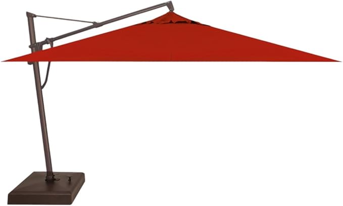 Treasure Garden AKZ PLUS Cantilever Umbrella 10'x13' Rectangular Sunbrella Jockey Red Canopy and Bronze Frame with Rolling Base