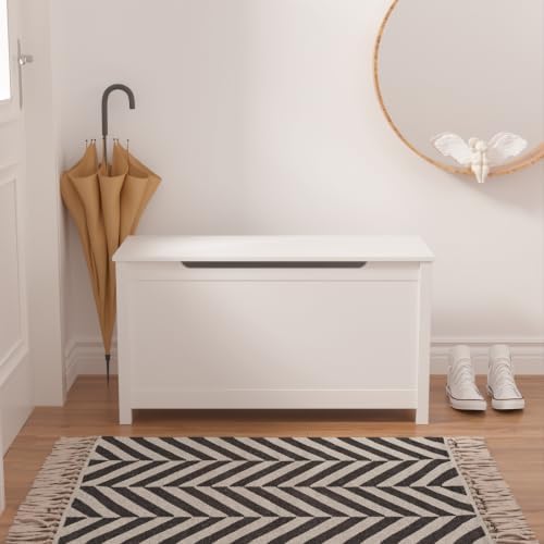 LICOME 30 Gallon Outdoor Storage Deck Box - Weather Resistant, Easy Assembly (White-Storage-Box)