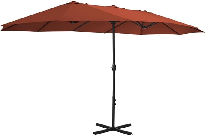 15ft Extra Large Patio Umbrella Terracotta Outdoor Sun Shade with Aluminum Pole UV Protective Garden Umbrella for Backyard Pool Deck