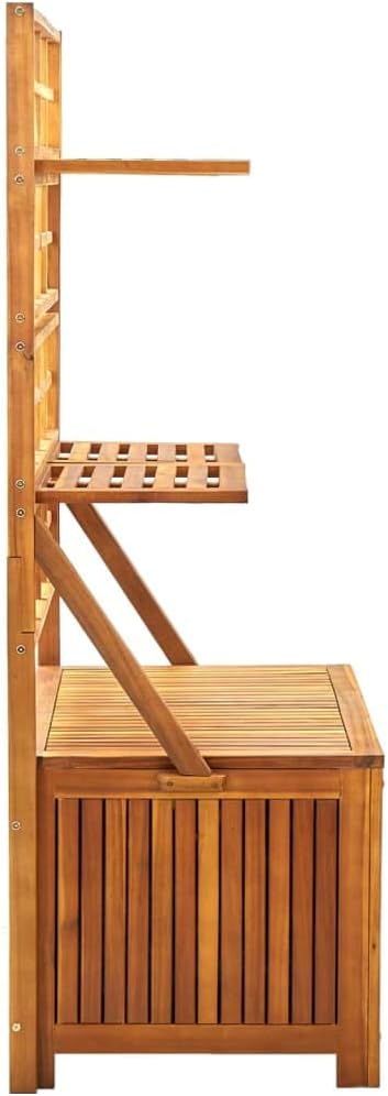 Wooden Storage Box with Trellis, Outdoor Storage Deck Box with Trellis,Patio Cabinet with Inner Bag, Storage Chest, 39"x19.7"x63" Solid Wood Acacia