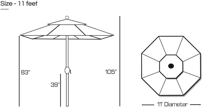 Galtech Premium Sunbrella Market Umbrella, Octagon Shape with Auto Tilt for Pool Deck Patio (11-FT Antique Bronze Frame Sunbrella: Canvas)